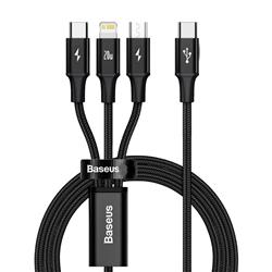 Baseus "Rapid Series" 3-in-1 Fast Charging Data Cable Type-C to M+L+C PD 20W, 1.5m (5ft), Black