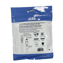 iCAN CAT8 Flat Shielded Ethernet Cable, 40Gbps, STP, 10FT, White