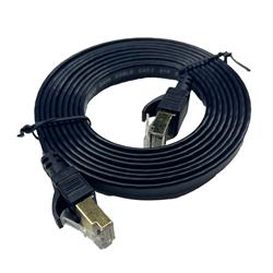 iCAN CAT7 Shielded Flat Ethernet Cable, 10Gbps, STP, 7FT, Black