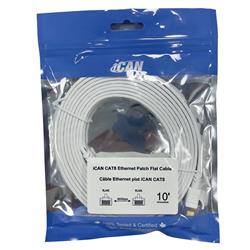 iCAN CAT8 Flat Shielded Ethernet Cable, 40Gbps, STP, 10FT, White