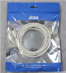 Câble de raccordement Ethernet CAT7 iCAN, haut débit 10 Gbit/s 600 MHz, double blindage S/FTP 26 AWG, plaqué or, 15 pieds, b...