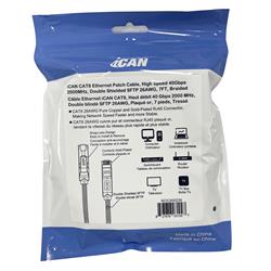 iCAN CAT8 Braided Ethernet Cable, 40Gbps 2000Mhz, S/FTP 26AWG, 7FT(Open Box)