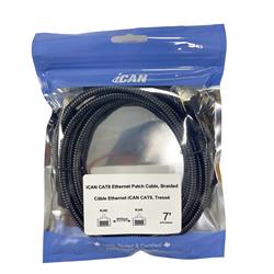 iCAN CAT8 Braided Ethernet Cable, 40Gbps 2000Mhz, S/FTP 26AWG, 7FT(Open Box)