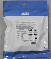 Câble de raccordement Ethernet CAT7 iCAN, haut débit 10 Gbit/s 600 MHz, double blindage S/FTP 26 AWG, plaqué or, 25 pieds, b...