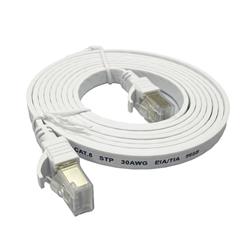 iCAN CAT8 Flat Shielded Ethernet Cable, 40Gbps, STP, 7FT, White