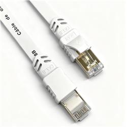 iCAN CAT8 Flat Shielded Ethernet Cable, 40Gbps, STP, 35FT, White