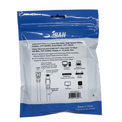 iCAN CAT7 Shielded Flat Ethernet Cable, 10Gbps, STP, 10FT, Black