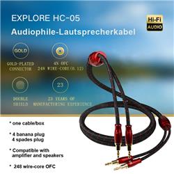 SKW Entry Level HC Series Single Speaker Cable with Convertible Banana and Spade Plugs 6.6ft/2M (One Cable)