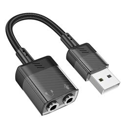 Hoco Type-A Male to 2*3.5mmAudio Female, Nylon braided