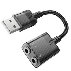 Hoco Type-A Male to 2*3.5mmAudio Female, Nylon braided