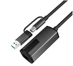 Adaptateur iCAN USB Type-C et USB-A vers RJ-45 2,5G en aluminium, noir