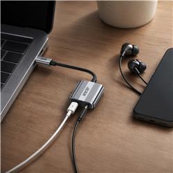 iCAN Type-C Male to Type-C Charging+3.5mm Audio Female Adapter