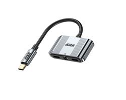 Adaptateur iCAN Type-C Mâle vers 2xAudio (Type-C+3.5mm) avec PD 60W(Open Box)