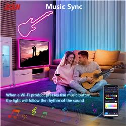 Guirlande lumineuse néon iCAN RGB+IC, bandes lumineuses LED de 9,8 pieds, synchronisation musicale.