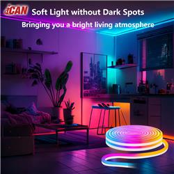 Guirlande lumineuse néon iCAN RGB+IC, bandes lumineuses LED de 9,8 pieds, synchronisation musicale.