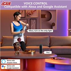 Bandes lumineuses LED iCAN RGB+IC COB 16,4 pieds, synchronisation musicale, décoration intérieure.