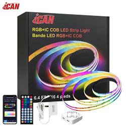 iCAN RGB+IC COB LED 16.4ft Strip Lights, Music Sync, Home Decor, App Control, Compatible with Alexa and Google Assistant.