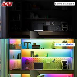 Bandes lumineuses LED iCAN RGB+IC COB 16,4 pieds, synchronisation musicale, décoration intérieure.