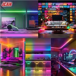 Bandes lumineuses LED iCAN RGB+IC COB 32,8 pieds, synchronisation musicale, décoration intérieure.