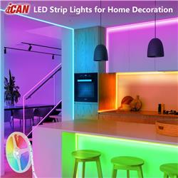 Bandes lumineuses LED iCAN RGBICW de 16,4 pieds, contrôle par application, synchronisation musicale.
