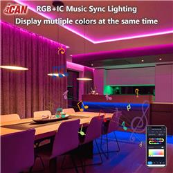 iCAN RGBICW LED 32.8ft Strip Lights, App Control, Music Sync.