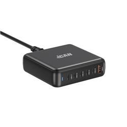 PDT-007 200W 6-Port GaN Slim Wall Charger with 5 USB-C and 1 USB-A