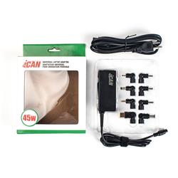 iCAN 45W Universal Laptop Charger with 8 DC Tips