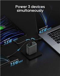 CUKTECH 65W 3-Port PD Wall Charger