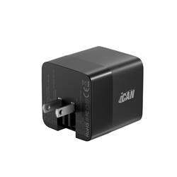 iCAN Chargeur GaN PD portable à 2 ports 65 W avec câble rétractable