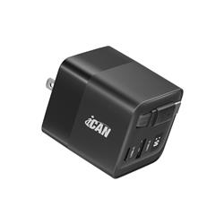 iCAN Chargeur GaN PD portable à 2 ports 65 W avec câble rétractable