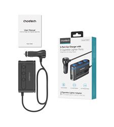 Choetech Chargeur de voiture 78 W à 3 ports avec 3 ports allume-cigare