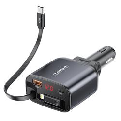 Choetech TC0033 105W 4-in-1 Digital Foldable Car Charger with 2.6ft 45W Type-C PD Stretchable Cable