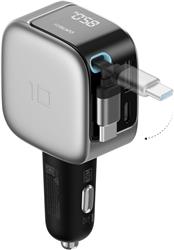 CUKTECH 100W 3-in-1 Digital Car Charger with 2.3 Ft Cable