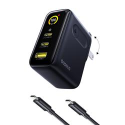Baseus 100W 3-Port GaN Display Wall Charger with 100W C to C cable