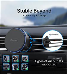 Choetech 15W Magnetic Car Charger Holder with Ambient Light, Black(Open Box)