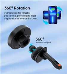 Choetech 15W Magnetic Car Charger Holder with Ambient Light, Black(Open Box)
