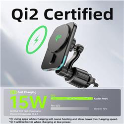 Choetech Qi2 Wireless 15W Fast Charging Car Air Vent Mount, Black