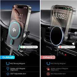 Choetech Qi2 Wireless 15W Fast Charging Car Air Vent Mount, Black