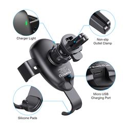 Choetech 15W Gravity Wireless Charging Car Mount, Black Silver