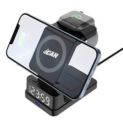 iCAN 4-in-1 Magnetic Wireless Charger with Alarm Clock(Open Box)