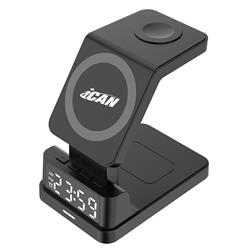 iCAN 4-in-1 Magnetic Wireless Charger with Alarm Clock(Open Box)