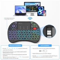 Rii X8 Mini 2,4 GHz sans fil/Bluetooth avec clavier à tactile et écran