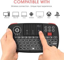 Rii i4 (Dual Model) Mini Bluetooth Keyboard with Touch-pad and 2.4G USB Dongle, Rechargeable Li-ion Battery.(Open Box)