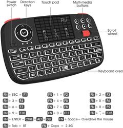 Rii i4 (Dual Model) Mini Bluetooth Keyboard with Touch-pad and 2.4G USB Dongle, Rechargeable Li-ion Battery.(Open Box)