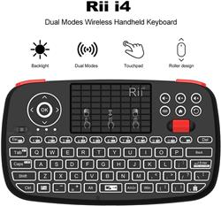 Rii i4 (Dual Model) Mini Bluetooth Keyboard with Touch-pad and 2.4G USB Dongle, Rechargeable Li-ion Battery.(Open Box)