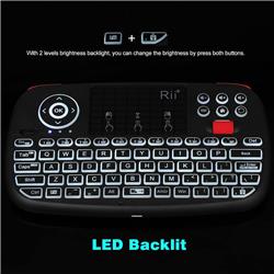 Rii i4 (Dual Model) Mini Bluetooth Keyboard with Touch-pad and 2.4G USB Dongle, Rechargeable Li-ion Battery.(Open Box)
