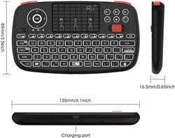 Rii i4 (Dual Model) Mini Bluetooth Keyboard with Touch-pad and 2.4G USB Dongle, Rechargeable Li-ion Battery.(Open Box)