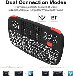 Rii i4 (Dual Model) Mini Bluetooth Keyboard with Touch-pad and 2.4G USB Dongle, Rechargeable Li-ion Battery.(Open Box)