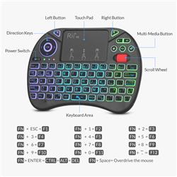 Rii X8 Mini 2,4 GHz sans fil/Bluetooth avec clavier à tactile et écran