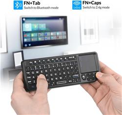 Clavier rétroéclairé sans fil Rii Mini X1Plus avec trackpad et télécom